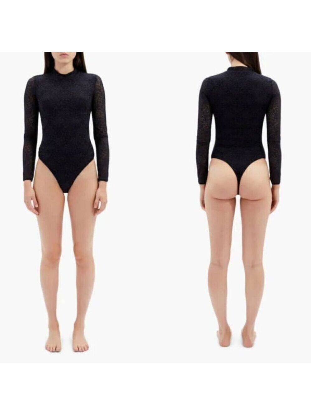 New Jonathan Simkhai Standard Maddox  Lace Mock Neck Bodysuit